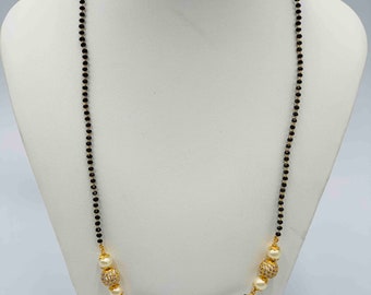 Stones Pendant/ Black Beads Chain/ Mangalsutram/ Party Wear Chain/ Wedding Necklace/ Black Diamond Beads Chain