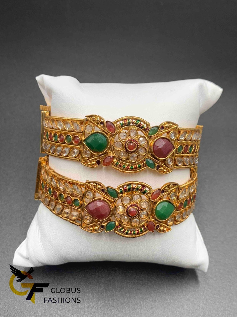 Kundan Stones Bangles/ Bollywood Bangles/ Kada Bangles/ Screw Type Bangles/ Party Wear Bangles/ Wedding Bangles/ Traditional Bangles image 2