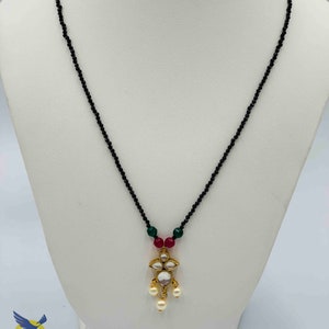 Black Beads Chain/ Mangalsutram/ Black Diamonds Beads Chain/ Kundan Pendant