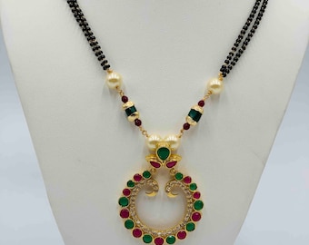 Traditional Black Beads Chain/ Black Diamonds Beads Chain/ Mangalsutram/ Multicolor Stones Pendant/ Black Beads Chain