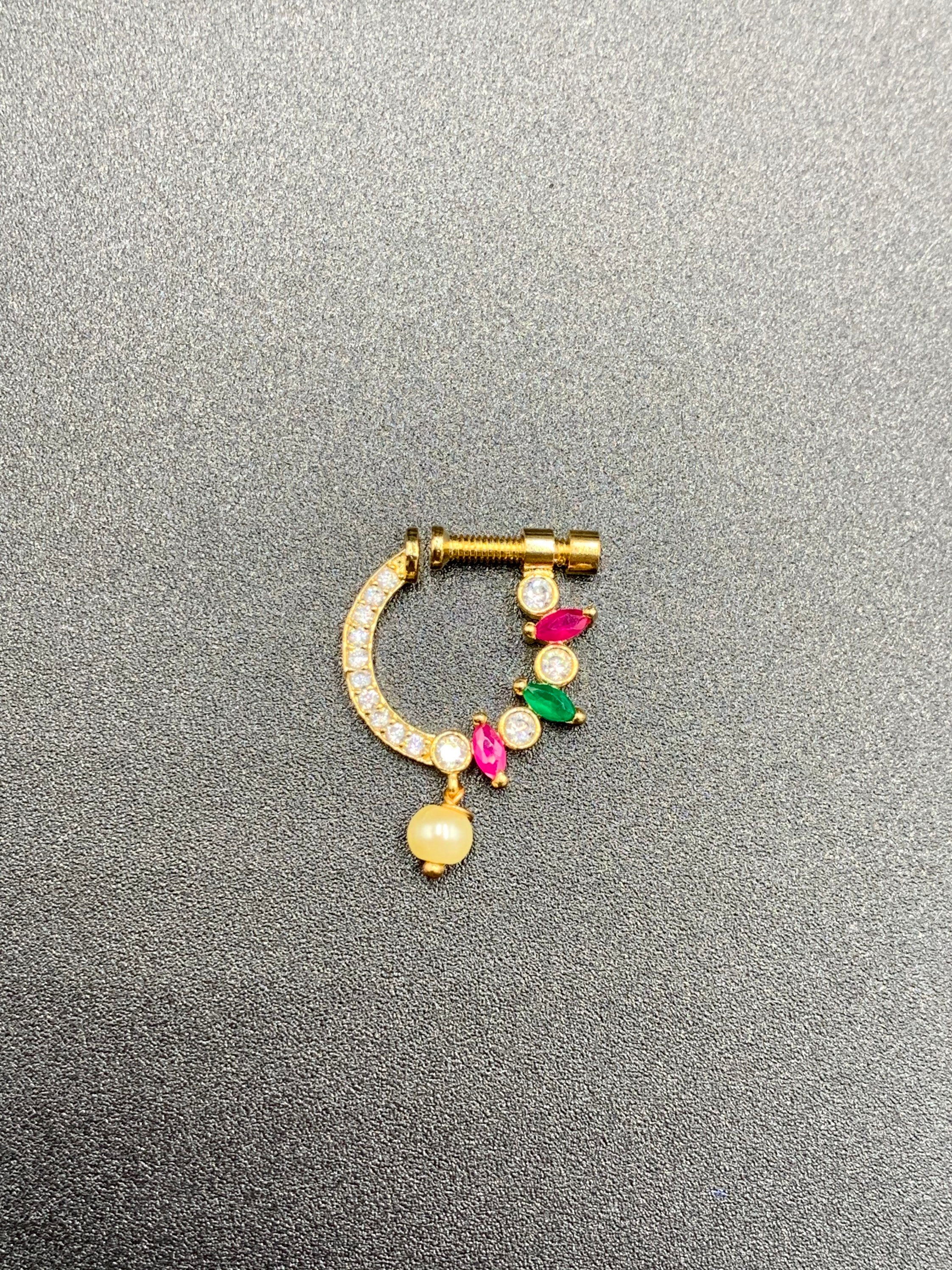 Nose Ring Nuth Mukku Pudaka Mukuthi Studs Stones Nose Ring Pressing Nose Ring Etsy Hong Kong