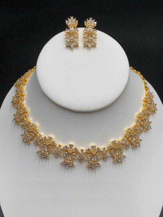 Cz stone gold necklace sets deals
