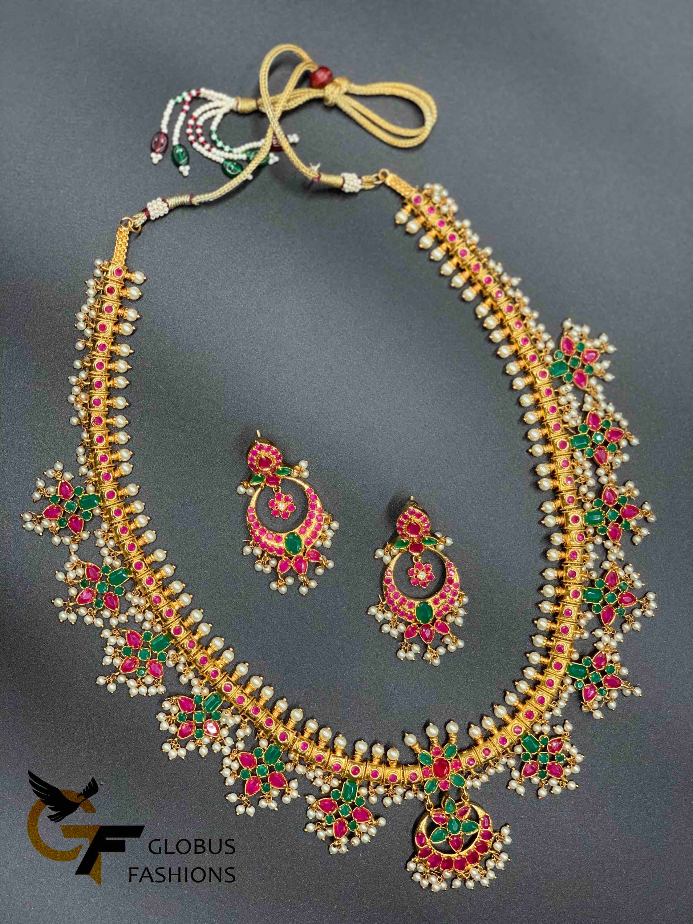 Multicolor Stones Necklace Pearls Gutta Pusalu Necklace