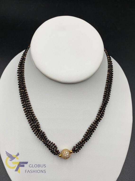 Black diamond beads mangalsutra deals