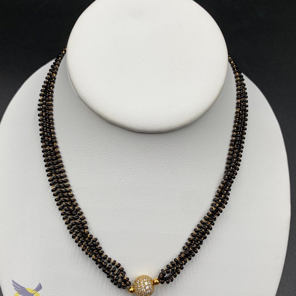 Stones Pendant/ Black Diamond Beads Necklace/ Party Wear Necklace/ Mangalsutram/ Black Beads Chain/ Wedding Chain