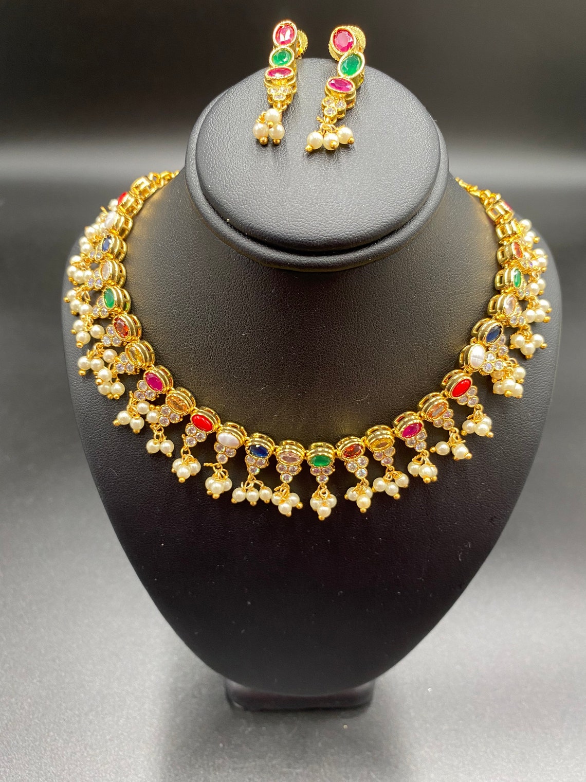 Navarathna Stones Necklace/ Wedding Jewelry/ Traditional | Etsy