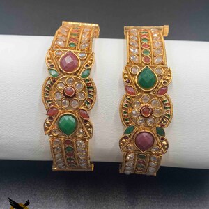 Kundan Stones Bangles/ Bollywood Bangles/ Kada Bangles/ Screw Type Bangles/ Party Wear Bangles/ Wedding Bangles/ Traditional Bangles image 4