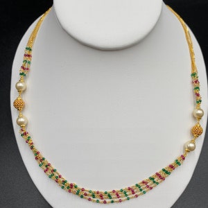 Multicolor Beads Chain/ Party Wear Chain/ Gifting Jewelry/ Wedding Chain/ Beads Chain/ One Gram Gold Necklace