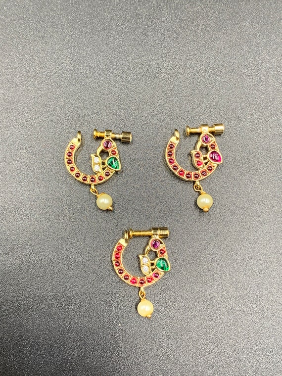 Amazon.com: Pink Colour Traditional Bridal Nose Ring | Pressing Nose Pin By  Indian Collectible : Clothing, Shoes & Jewelry