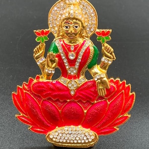 Lakshmi God Idol/ Enamel Paint Idol/ Lakshmi Matha/ Goddess Lakshmi/ Lotus Lakshmi/ Car Idol
