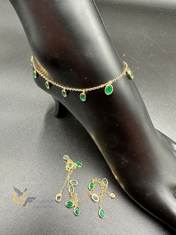 Anklets Green Stones Anklets Silver Anklets Gold Anklets