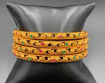 Antique Bangles/ Traditional Bangles/ Multicolor Stones Bangles/ Wedding Bangles/ Party Wear Bangles/ Matte Finish Bangles