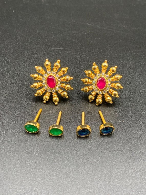 New Elegant Women Gold Plated CZ Changeable Ear Cuff Stud Earrings Jewelry  Gift | eBay