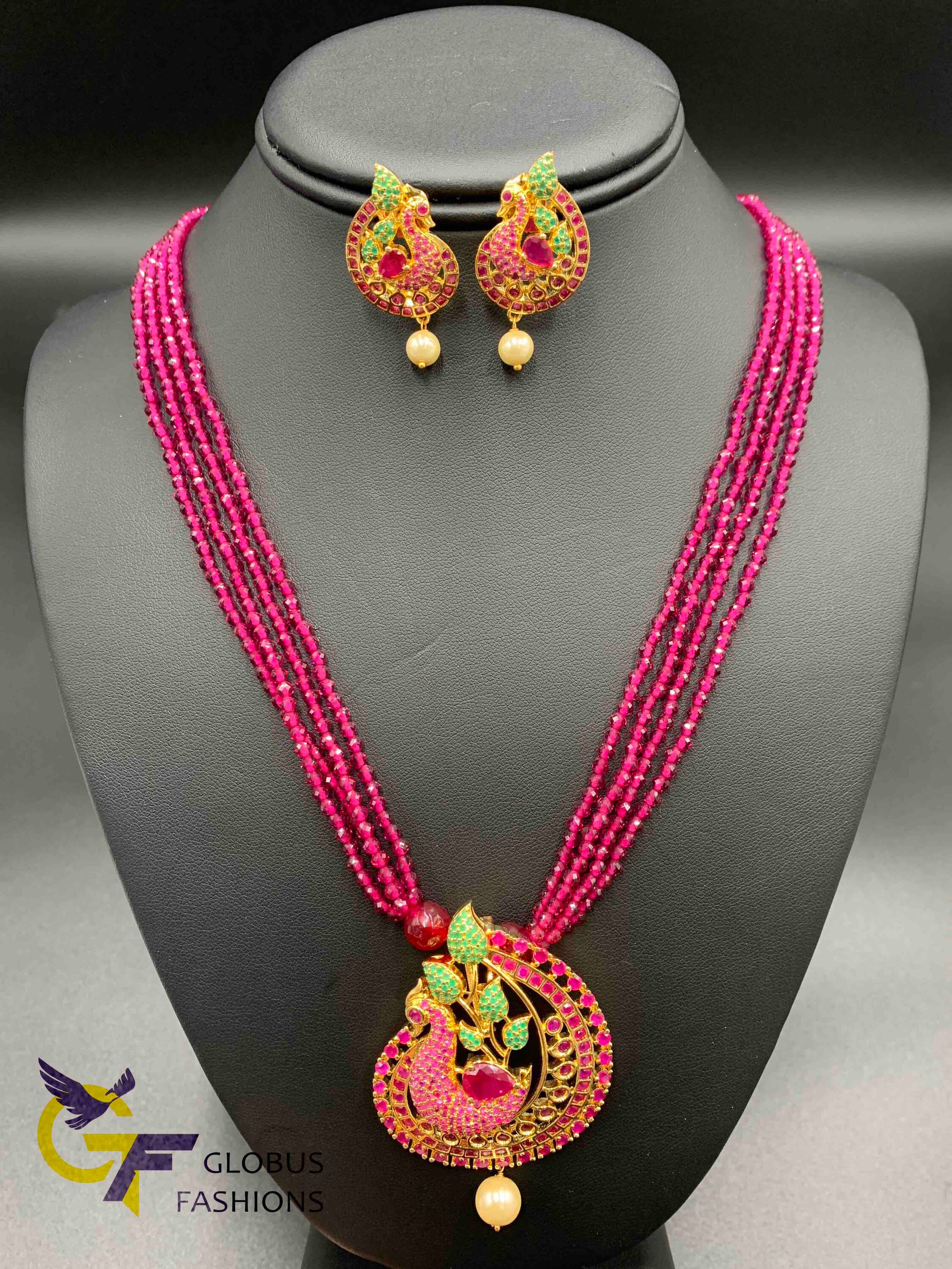 Peacock design long necklace discount