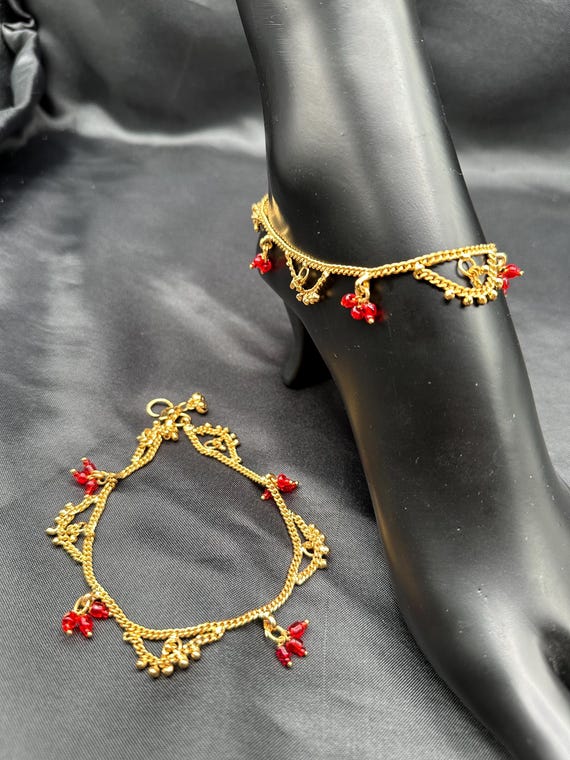 Anklet Ruby Stones Anklet Payal Golusu Wedding Jewelry Gift Jewelry Accessories Pattilu One Gram Silver Jewelry Gajjalu Sunmer Etsy