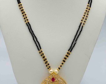 Peacock Pendant/ Mangalsutram/ Black Beads Chain/ Black Diamond Beads Chain/ Wedding Chain/ Gifting Jewelry