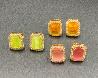 Stones Studs/ Traditional Earrings/ Party Wear Earrings/ CZ Stones Studs/ Colors Stones Earrings