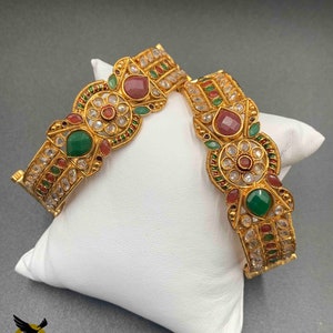 Kundan Stones Bangles/ Bollywood Bangles/ Kada Bangles/ Screw Type Bangles/ Party Wear Bangles/ Wedding Bangles/ Traditional Bangles image 3