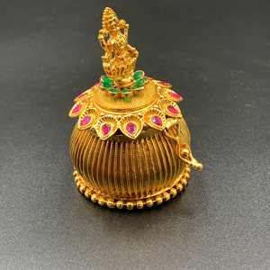 Kumkum Box/ Puja Item/ Ring Box/ Antique Box/ Lakshmi Devi Kumkum Box/ Sindhoor Box/ Jewelry Box/ Gifted Item image 2