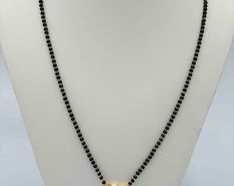 Small CZ Stones & Ruby Pendant/ Party Wear Chain/ Black Beads Chain/ Mangalsutram/ Black Diamond Beads Chain/ Wedding Chain