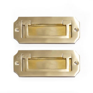 4.60" inches Solid Brass Octagonal Flush Lift Cabinet Drawer Door Handle Pulls - Polished Brass chest Military handles