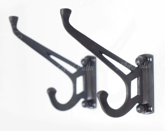 Set of 2 pcs Solid brass Folding coat hook Black doff Finish | Brass Strong Wall hook Beach House Decor