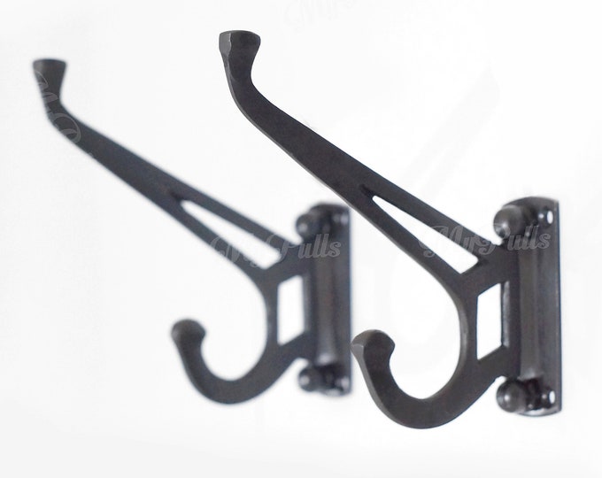 Set of 2 pcs Solid brass Folding coat hook Black doff Finish | Brass Strong Wall hook Beach House Decor