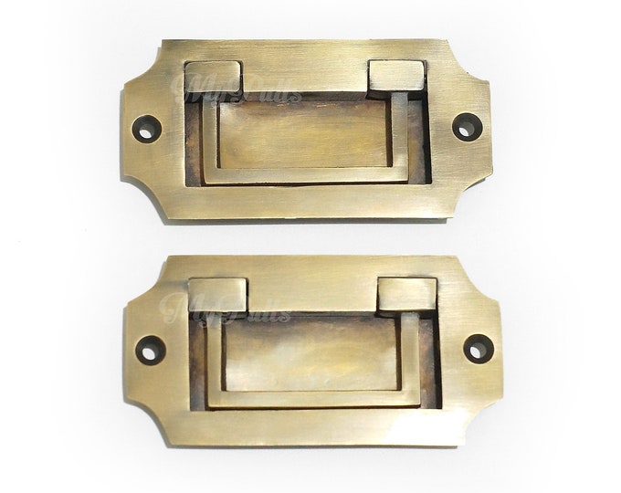 3.46" inches Solid Brass Octagonal Flush Lift Cabinet Drawer Door Handle Pulls