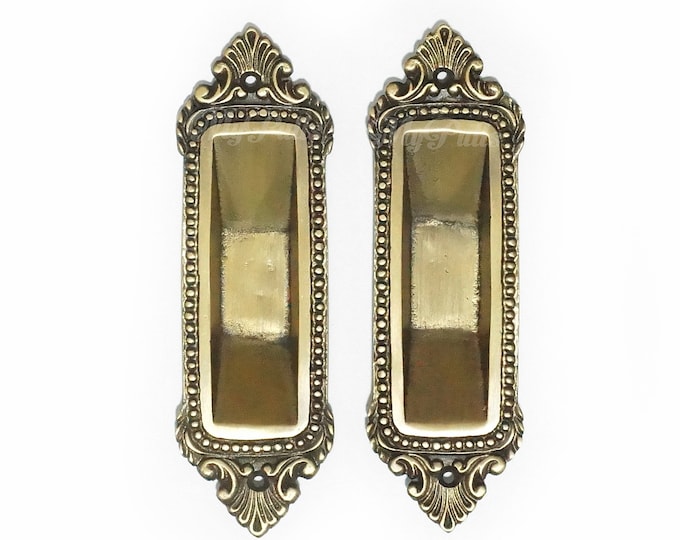 Solid Brass Sliding Pocket Door Handle - Elegant Victorian Design – 6.30 inch