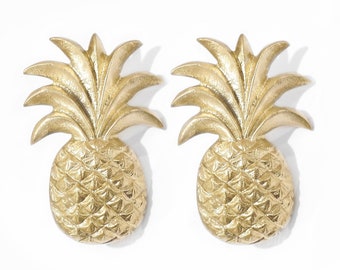 Set of 2 pcs Solid Brass PINEAPPLE Tropical Knob pulls Brass Cabinet Drawer Handle Door Pulls