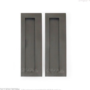 5.90&quot; inches Set of 2 pcs Solid Brass Recessed FLUSH handle - Black Matte Rectangular Sliding Door Cabinet Brass Door Drawer Pulls