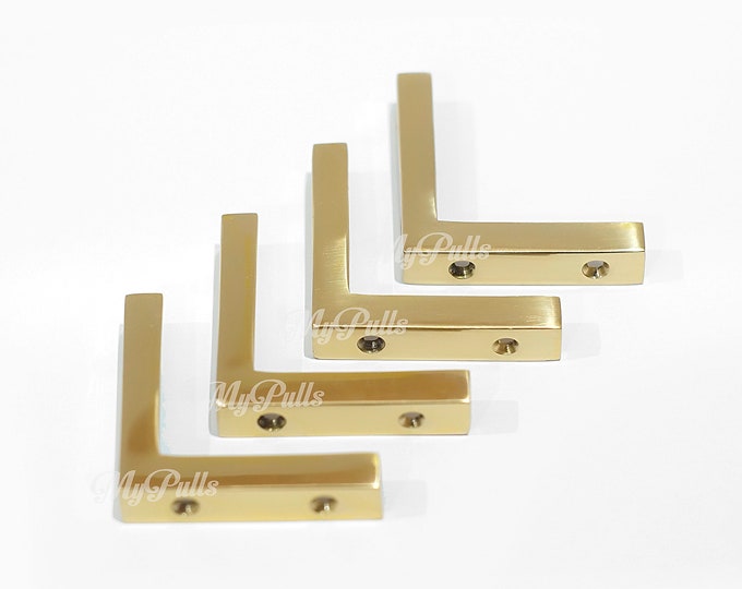2.00" inches 4 pcs Solid Brass Corner GOLD Finishing Table Cabinet Trunk Corner Protectors