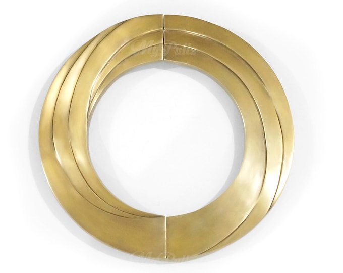 Large Vintage Brass Retro Swirl Round Entry Front Door Handle Pulls - 16.00" inches