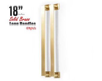 18" inches Solid Brass Long Door Handle Pull Hardware Cabinet Brass Door Handle - Polished Brass finish