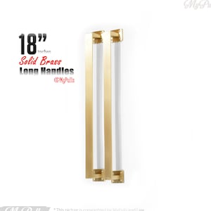 18" inches Solid Brass Long Door Handle Pull Hardware Cabinet Brass Door Handle - Polished Brass finish