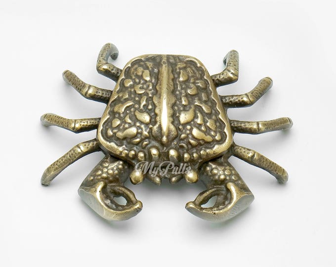 Solid Brass Gift Angry Crab Ashtray / Candle Holder / Jewelry Box Brass Beach Home Living Decor