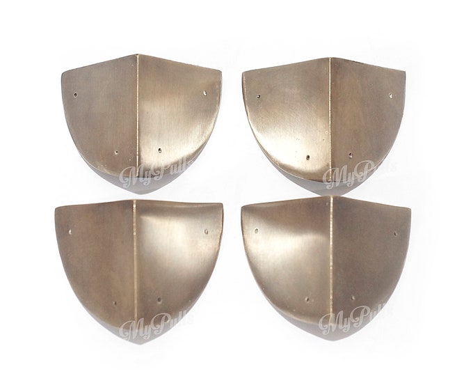 2.16" in 4 pcs Solid Brass Round Corner Trunk Protector | Retro Triangle Trunk Corner Table / Box / Protector Guard Decor