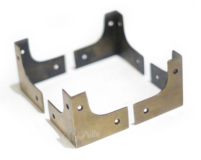 2.5"x 2.5" in set 4 pcs Solid Brass Retro Two legs Corners Protector | Table Cabinet Trunk Corner Protector Solid Brass Corner Protectors