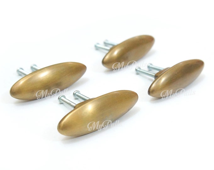 2.75" Retro Brass Oval Knobs Pulls Cabinet Drawer Dresser Kitchen Handle Pull
