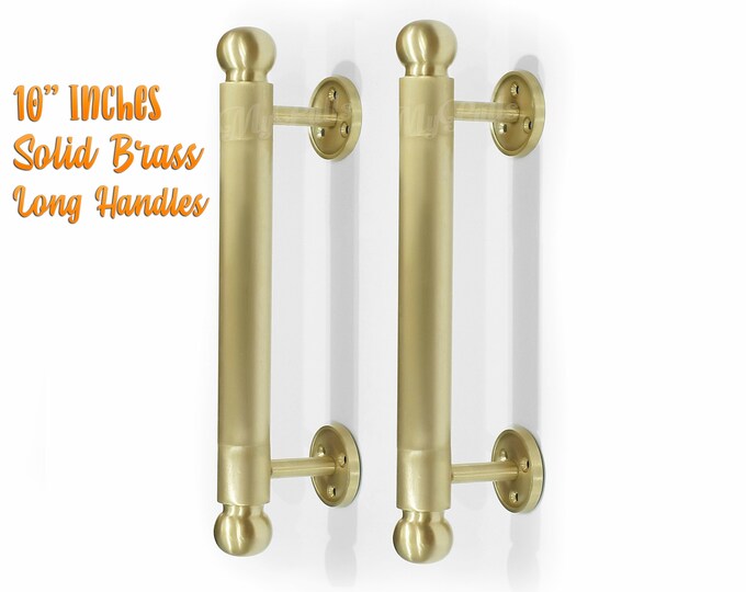 10.23" inches Pair Solid Brass Minimalist Western Door Handle Pull Hardware Cabinet Brass Door Handle - Polished Brass finish