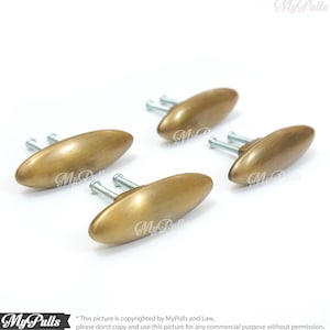 2.75&quot; Retro Brass Oval Knobs Pulls Cabinet Drawer Dresser Kitchen Handle Pull