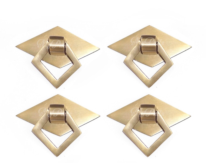 Set of 4 Solid Brass Classic Art Deco Pulls, Drawer handles, Cupboard Door Pulls handles, Door knobs, Desk Drawer Pulls handle.