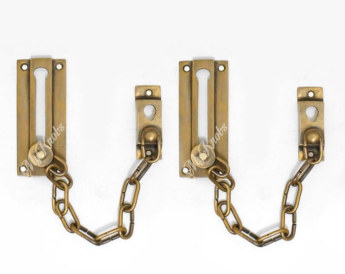 3.22" inches Solid Brass Western Door Chain Strap Latch Door / Chain Pull door Lock Latch