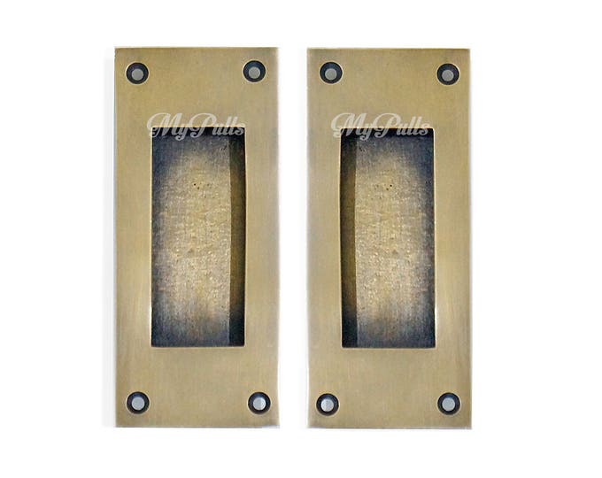 4.60" 2 pcs Solid Brass Baldwin FLUSH Pull Sliding Door Cabinet Brass Knob Drawer Pulls