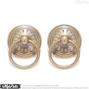 3.54" 2 pcs Solid Brass Big Round Ring Pull Handle | Brass Door Cabinet Drawer Dresser Knob Pulls Handle