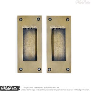 4.60&quot; 2 pcs Solid Brass Baldwin FLUSH Pull Sliding Door Cabinet Brass Knob Drawer Pulls