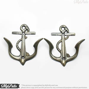 3.85&quot; inches Solid Brass Old Anchor Hook Nautical | Coastal | Beach Decor wall hook Wall Mount Coat Hat Hook