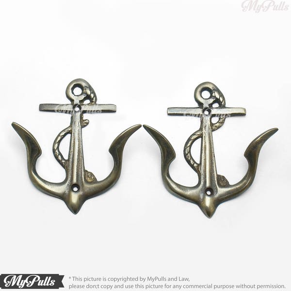 3.85" inches Solid Brass Old Anchor Hook Nautical | Coastal | Beach Decor wall hook Wall Mount Coat Hat Hook