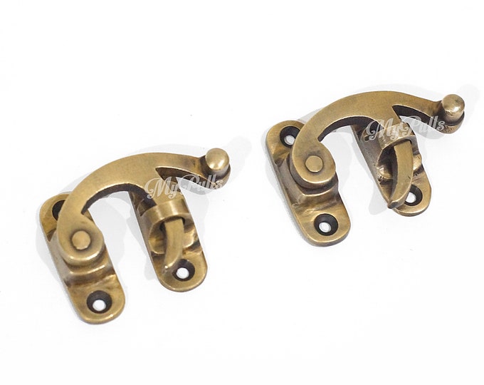 Solid Brass Box Latch, Jewelry Trunk Lock (1.61")