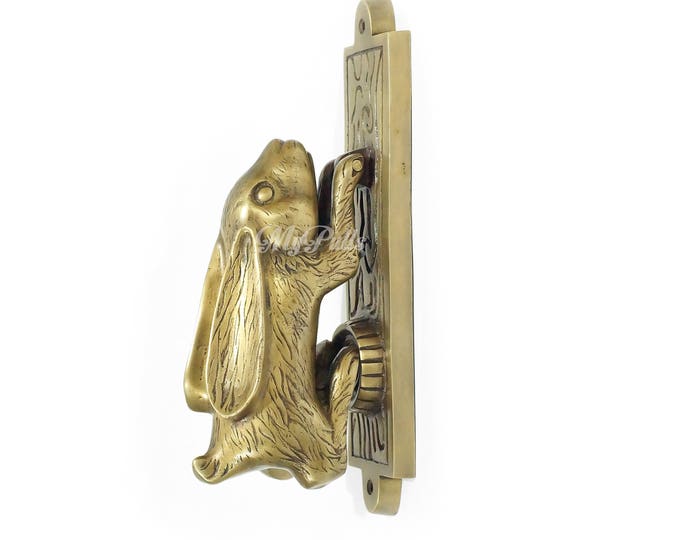 10.62" inches Solid Brass Rabbit | Bunny | Cony | Coney Door Brass Door Knocker Wreaths & Front Door Hangers Decor